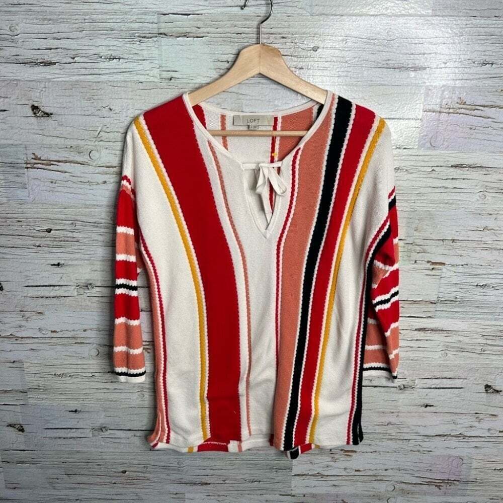 LOFT Ann Taylor striped top size small red orange